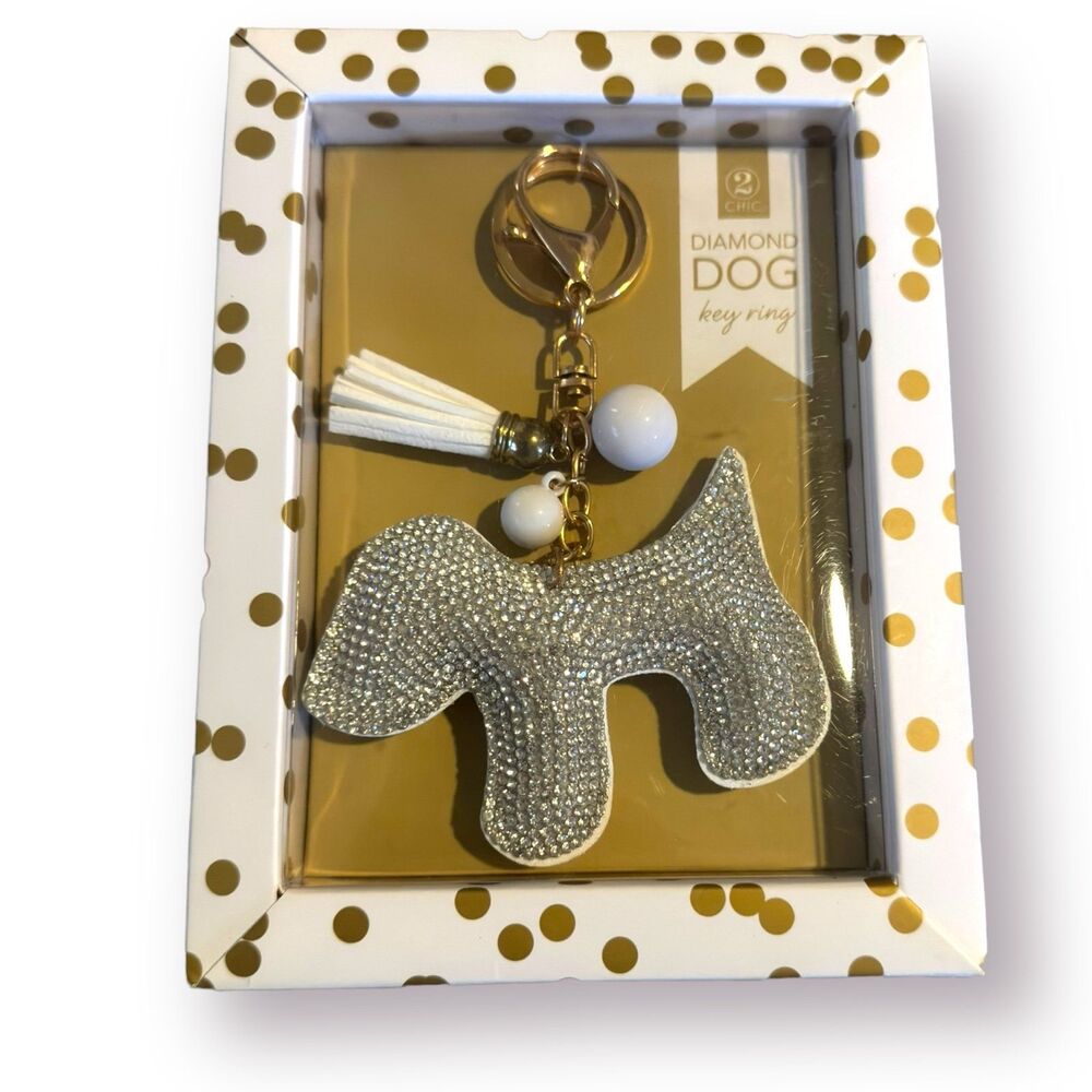 Diamond‎ Dog Rhinestone Keychain